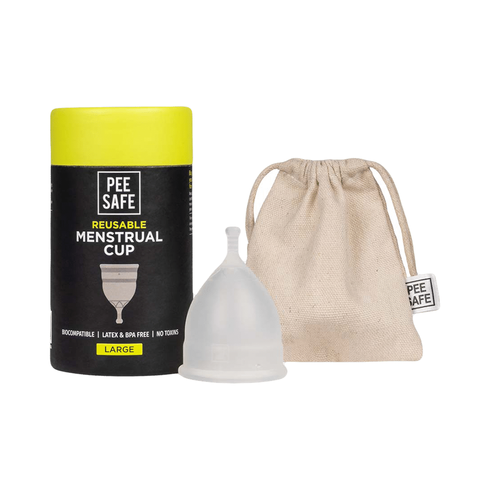 Pee Safe Reusable Menstrual Cup with Medical Grade Silicone for Women Large