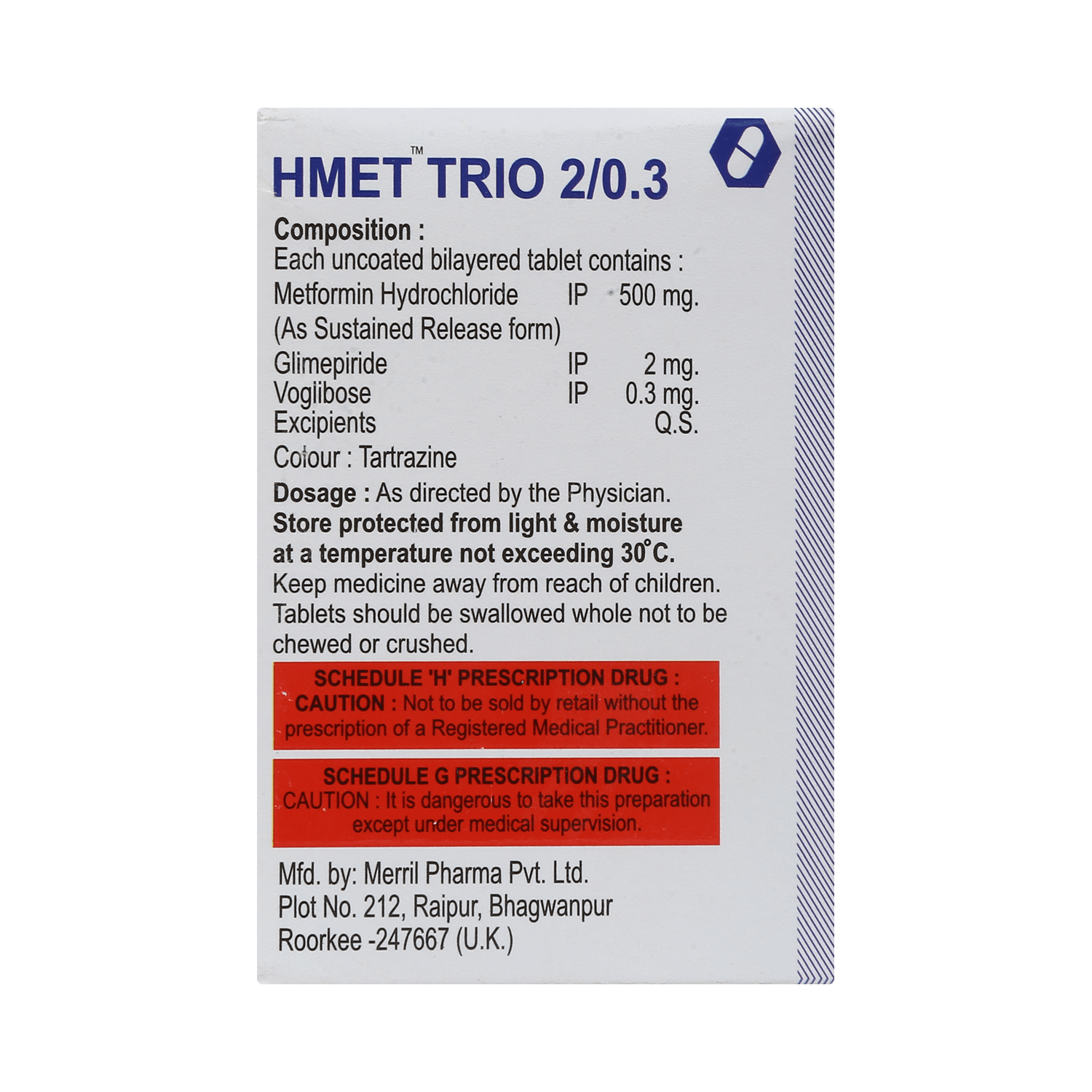 Hmet Trio 2mg/500mg/0.3mg Tablet - Image 4