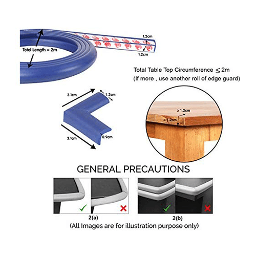 Safe-O-Kid Unique High Density L-Shaped 2mtr Long Mini 2 Edge Guard with 8 Corner Cushions Blue - Image 4