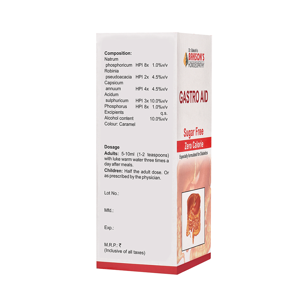 Bakson's Homeopathy Gastro Aid Syrup Sugar Free - Image 3