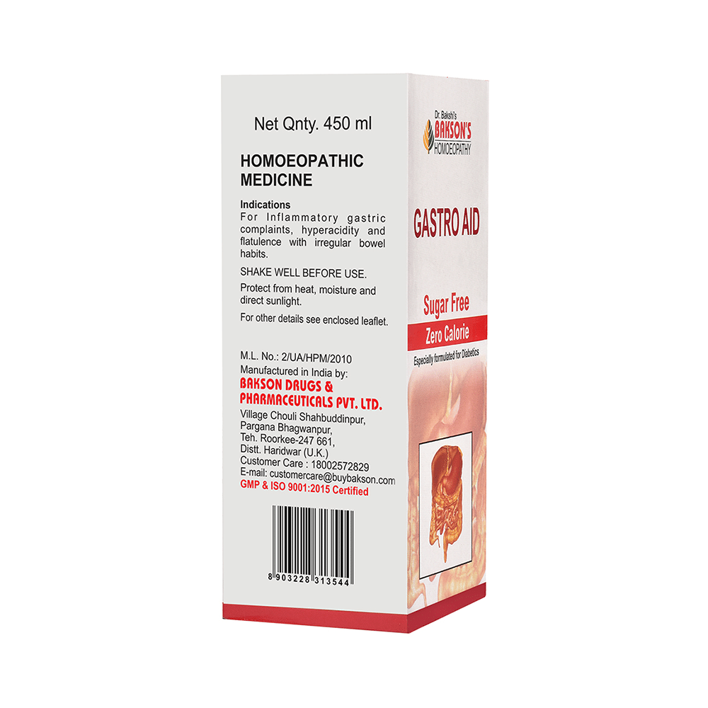 Bakson's Homeopathy Gastro Aid Syrup Sugar Free - Image 2