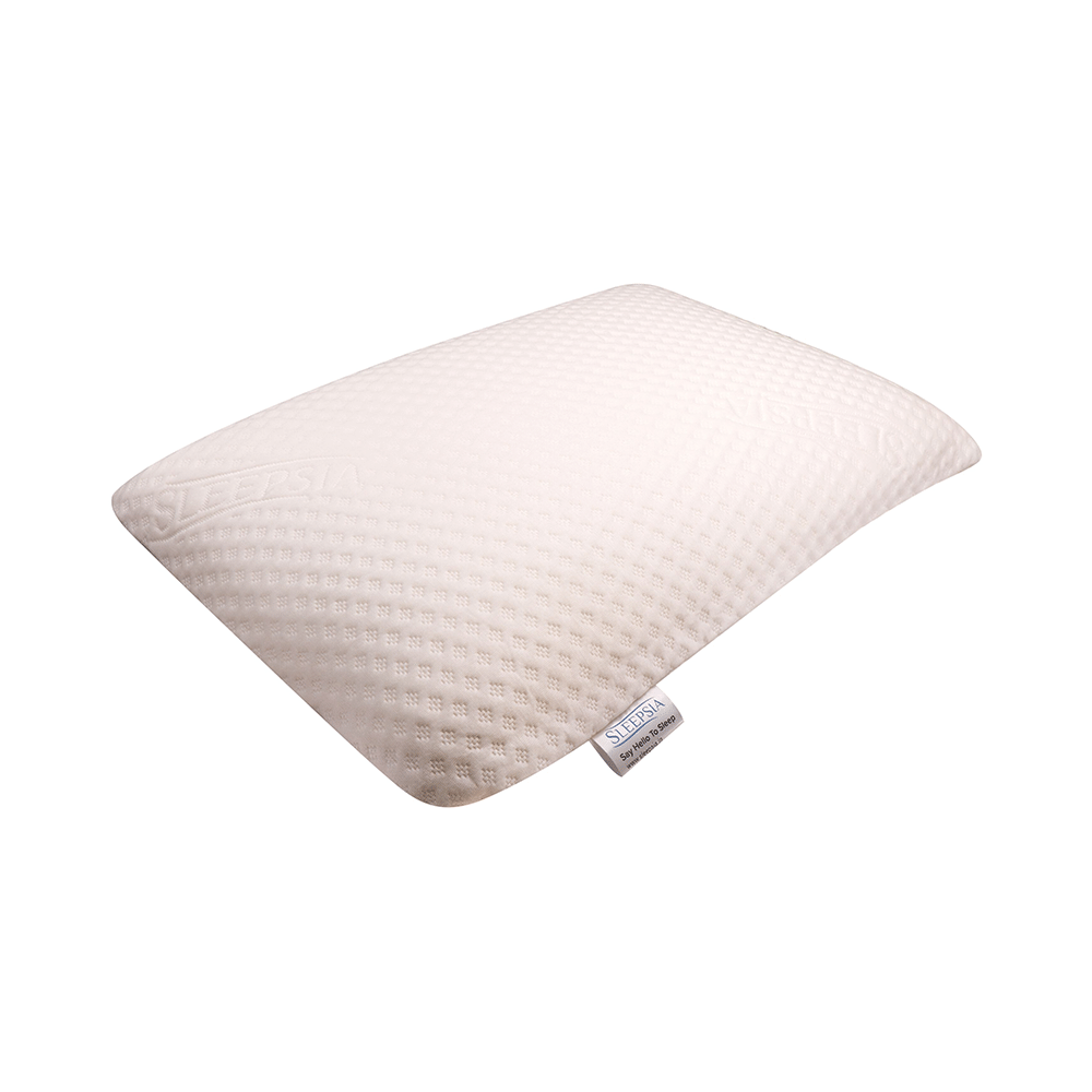 Sleepsia Standard Memory Foam Infused Gel Pillow Medium Embossed White Fabric - Image 1