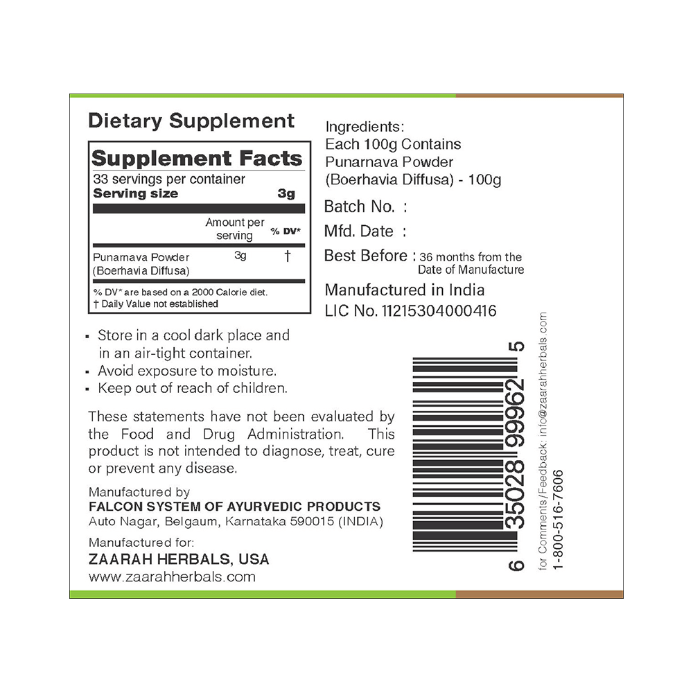 Zaarah Herbals Punarnava Powder - Image 2