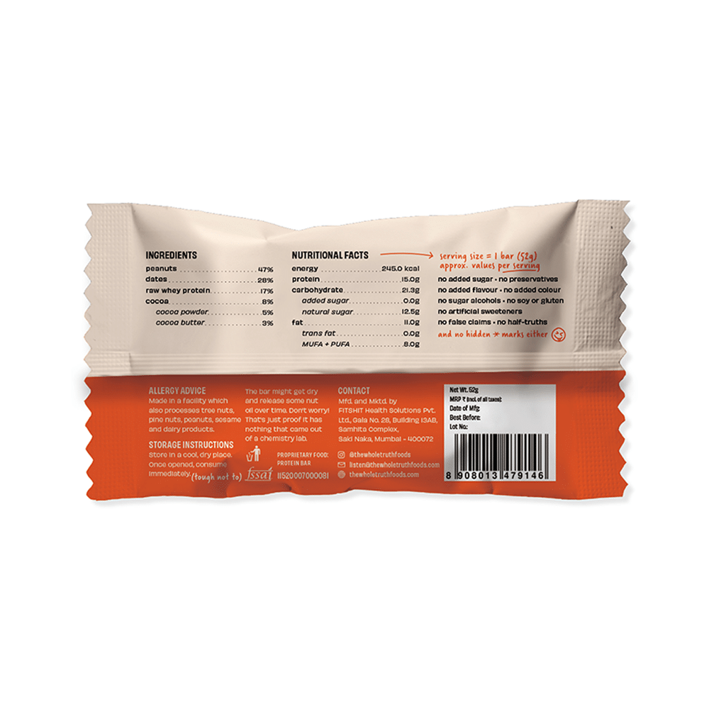 The Whole Truth Protein Bar (52gm Each) | Peanut Cocoa - Image 2