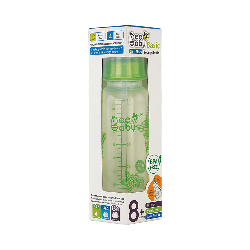 BeeBaby Basic Slim Neck Baby Feeding Bottle with Anti 8 Months+ Green - Image 2