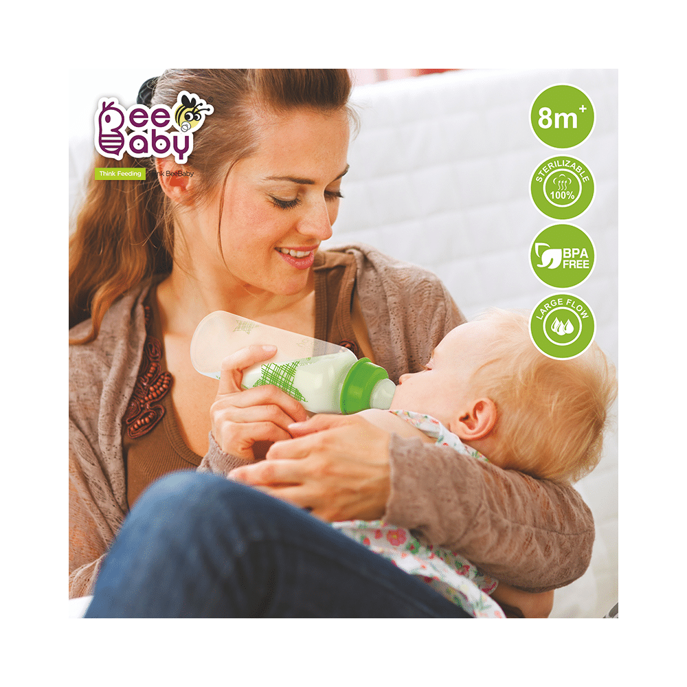 BeeBaby Basic Slim Neck Baby Feeding Bottle with Anti 8 Months+ Green - Image 4