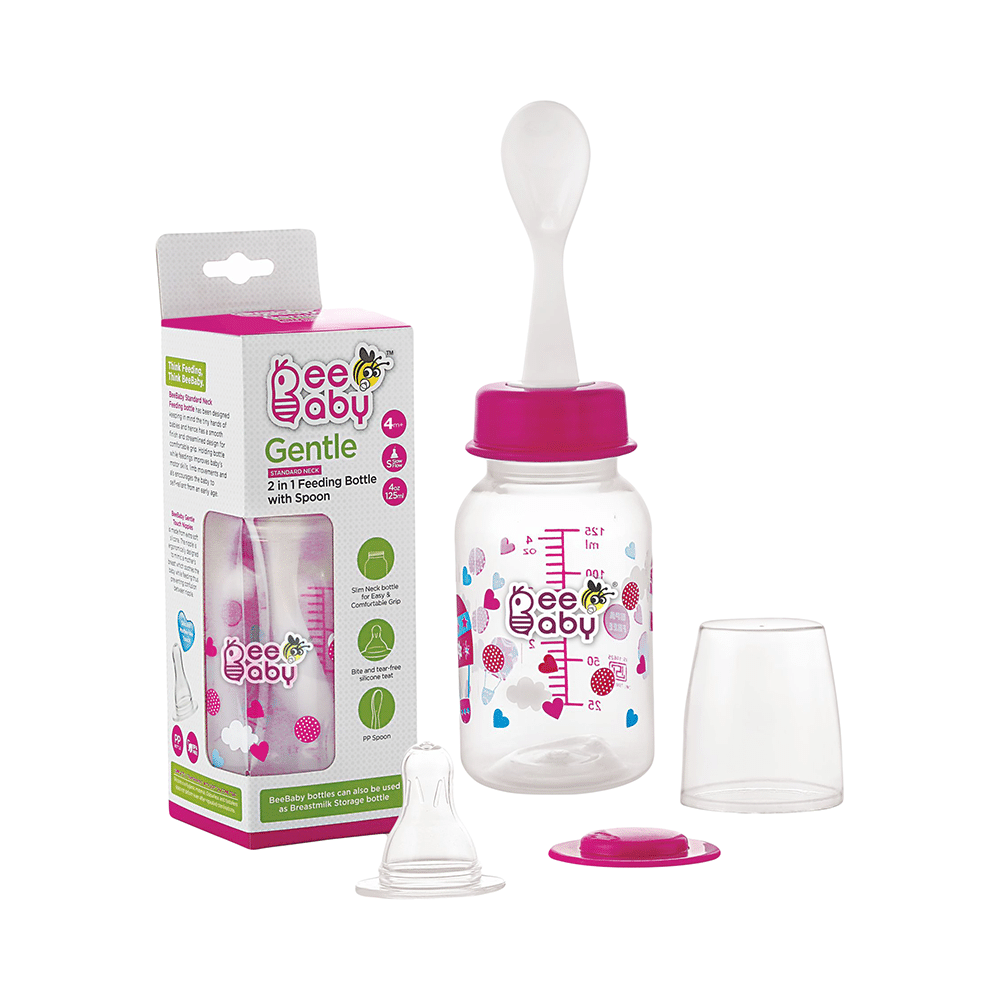 BeeBaby Easy - Start Baby Feeding Bottle with 2 Anti-Colic 8 months + Pink