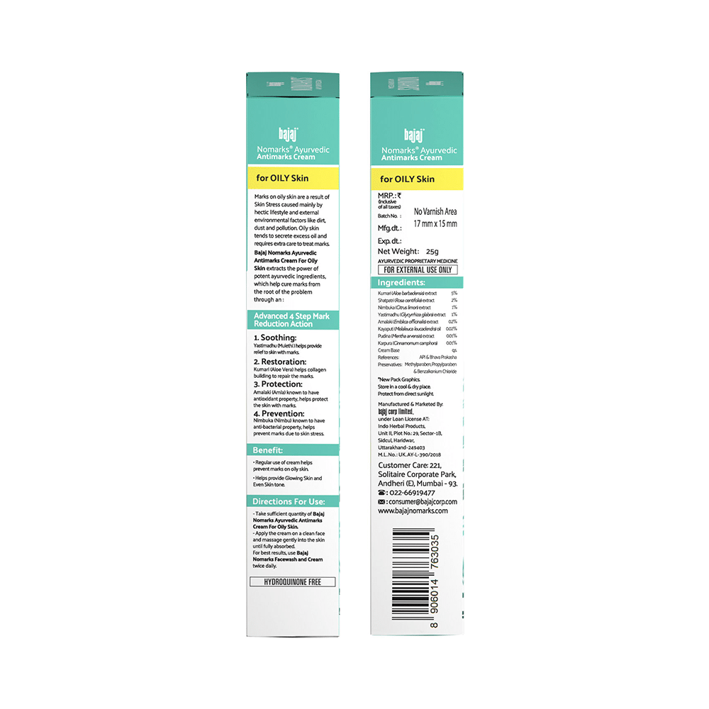 Bajaj Nomarks Ayurvedic Antimarks Cream Oily Skin - Image 3