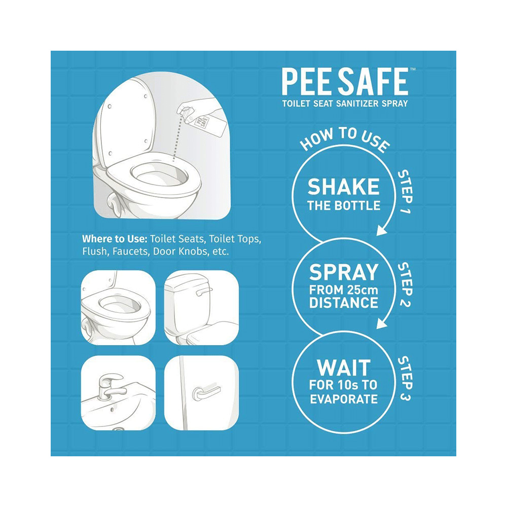 Pee Safe Toilet Seat Sanitizer Spray (75ml Each) Lavender - Image 3
