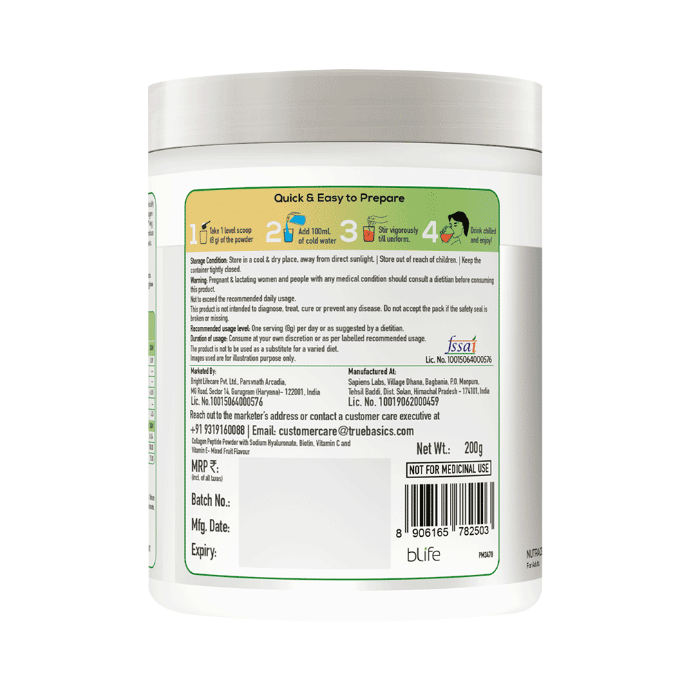 TrueBasics Collaskin Vegetarian Collagen Peptides for Youthful Glowing Skin Powder Mixed Fruit - Image 2