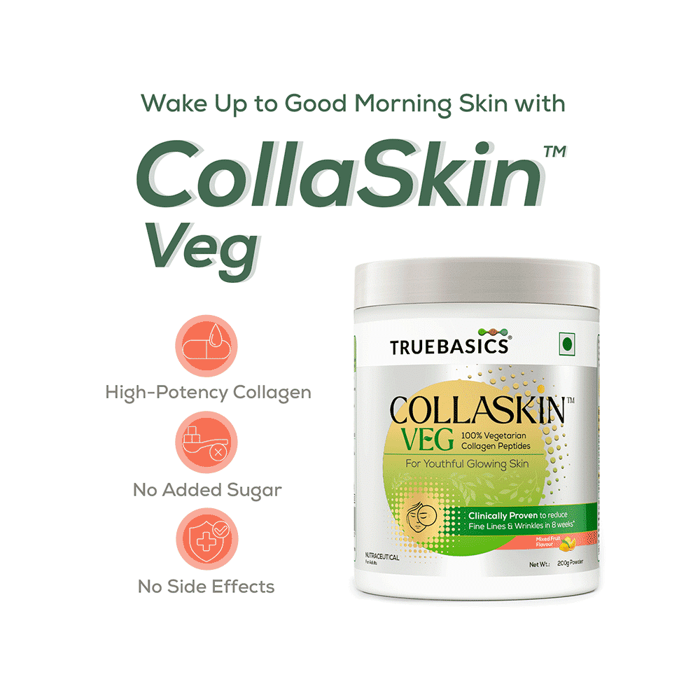 TrueBasics Collaskin Vegetarian Collagen Peptides for Youthful Glowing Skin Powder Mixed Fruit - Image 4