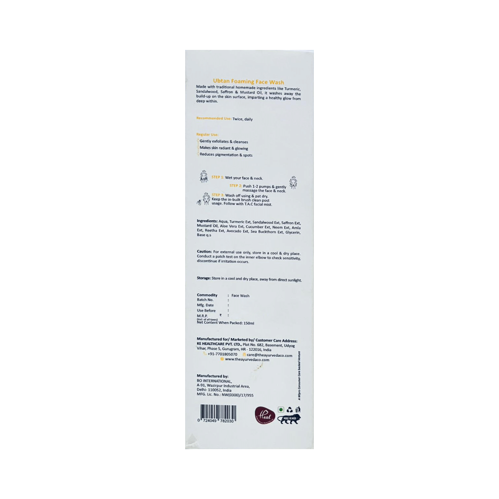 TAC The Ayurveda Co. Ubtan Foaming Face Wash - Image 2