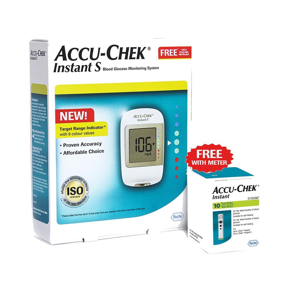Instant S Blood Glucometer with 10 Test Strips Free | Blood Glucose Monitors - Image 1