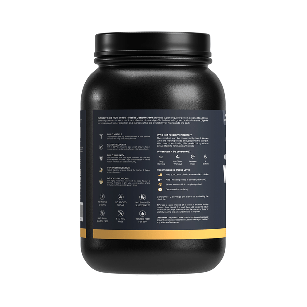 Nutrabay Gold Concentrate Whey Protein for Muscle Recovery | No Added Sugar Powder Cafe Mocha - Image 2