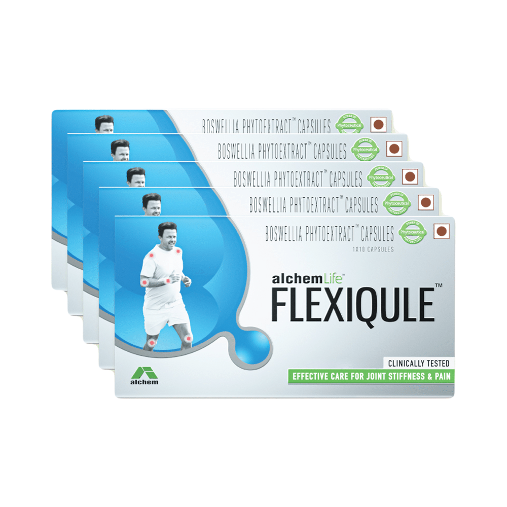 Flexiqule Capsule with Bosewellia Serrata & Ginger | For Joint Stiffness & Pain Relief (10 Each) with Thioquest Gel Free - Image 1