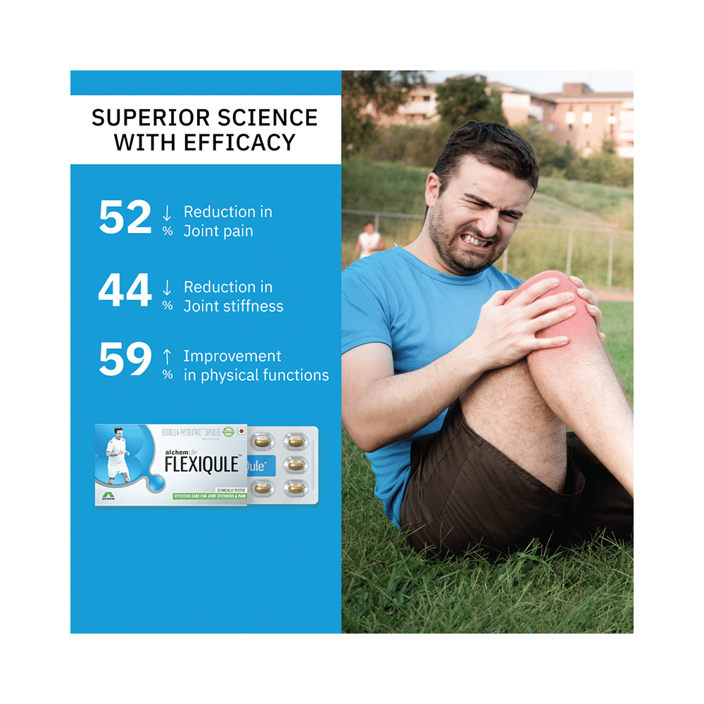 Flexiqule Capsule with Bosewellia Serrata & Ginger | For Joint Stiffness & Pain Relief (10 Each) with Thioquest Gel Free - Image 3