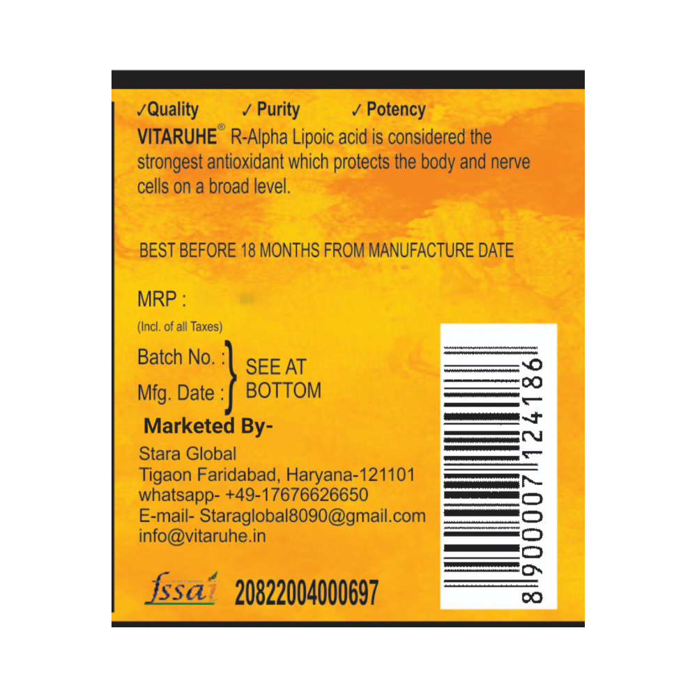 Vitaruhe R-Alpha Lipoic Acid 300 Mg Capsule - Image 3