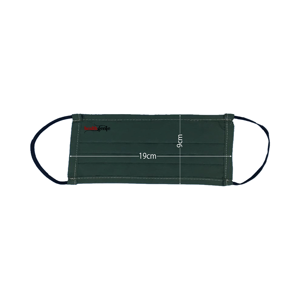 Healthgenie FM 201 Washable & Reusable Double Layered, Triple Pleated Cloth Face Mask Large Green - Image 2