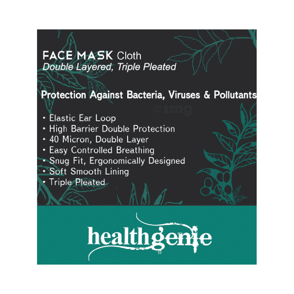 Healthgenie FM 201 Washable & Reusable Double Layered, Triple Pleated Cloth Face Mask Large Green - Image 5