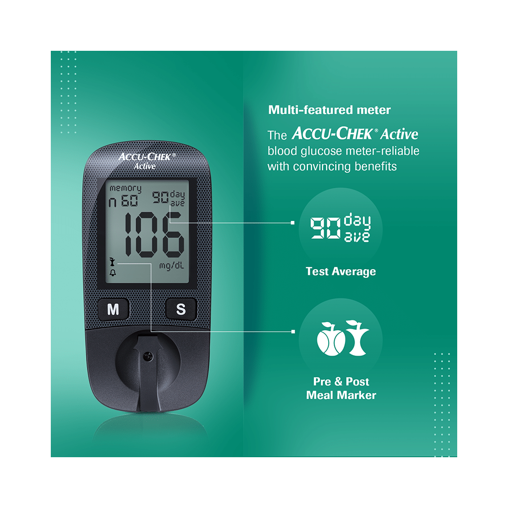 Accu-Chek Active Combo of Glucometer with 10 Test Strip Free and 50 Test Strips - Image 6