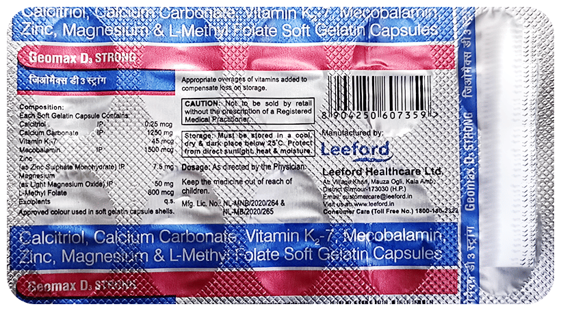 Geomax D3 Strong Softgel for Bone, Joint and Muscle Care - Image 2