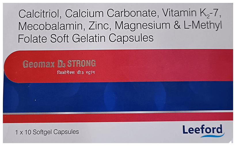 Geomax D3 Strong Softgel for Bone, Joint and Muscle Care - Image 1
