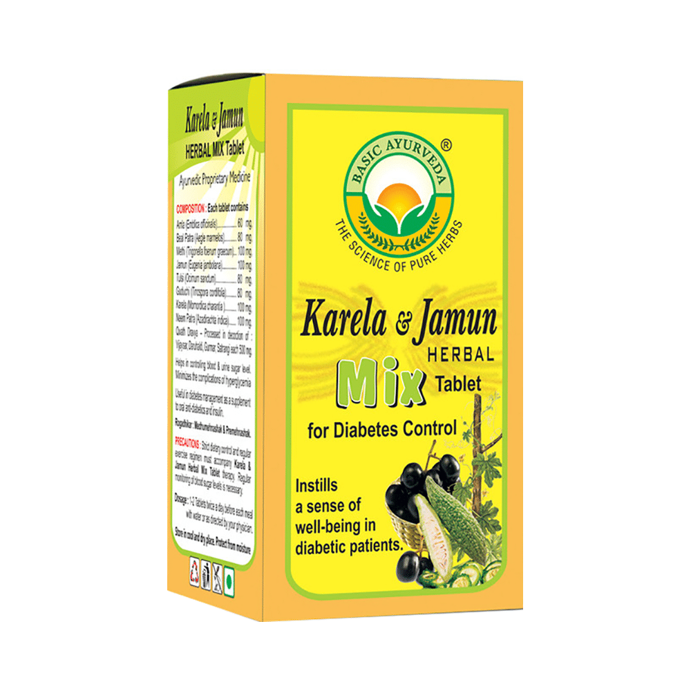 Basic Ayurveda Karela & Jamun Herbal Mix Tablet - Image 1