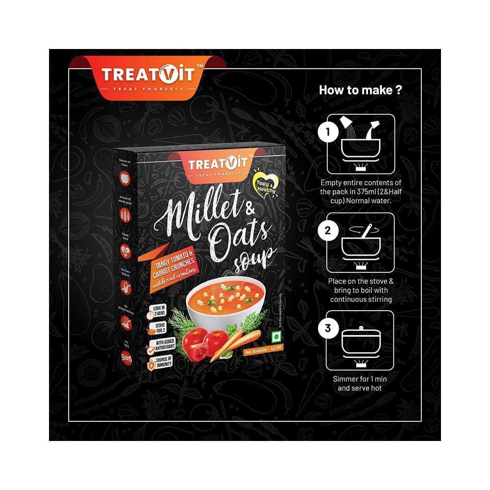 Treatvit Millet & Oats Soup (42gm Each) Tangy Tomato & Carrot Crunches - Image 7