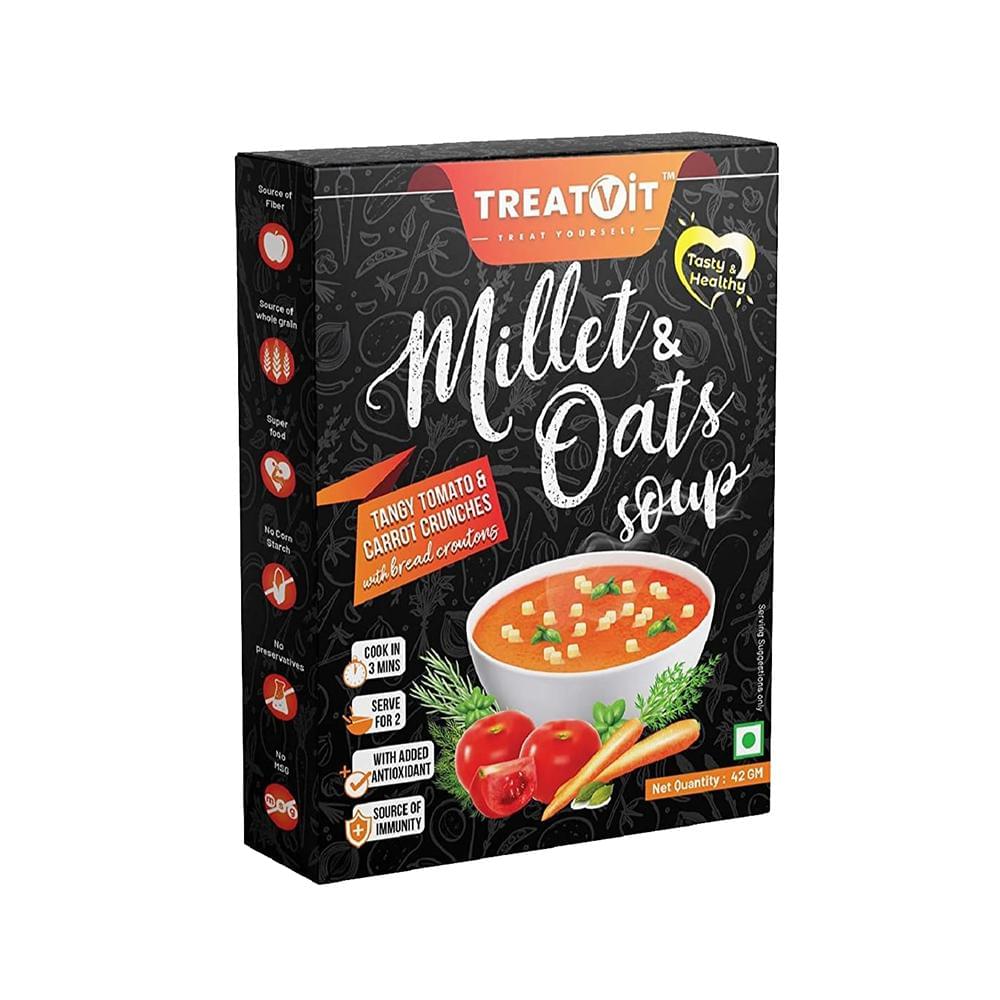 Treatvit Millet & Oats Soup (42gm Each) Tangy Tomato & Carrot Crunches