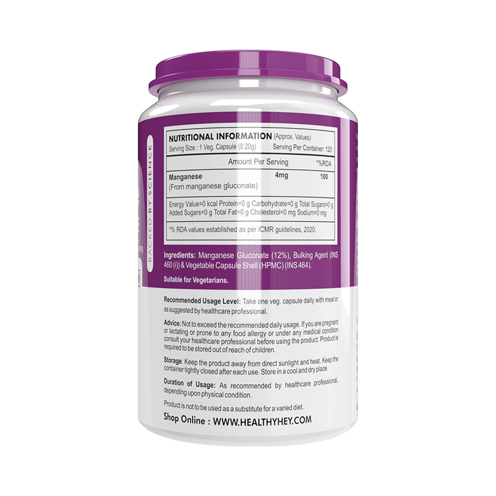 HealthyHey Nutrition Manganese Gluconate Vegetable Capsule - Image 2