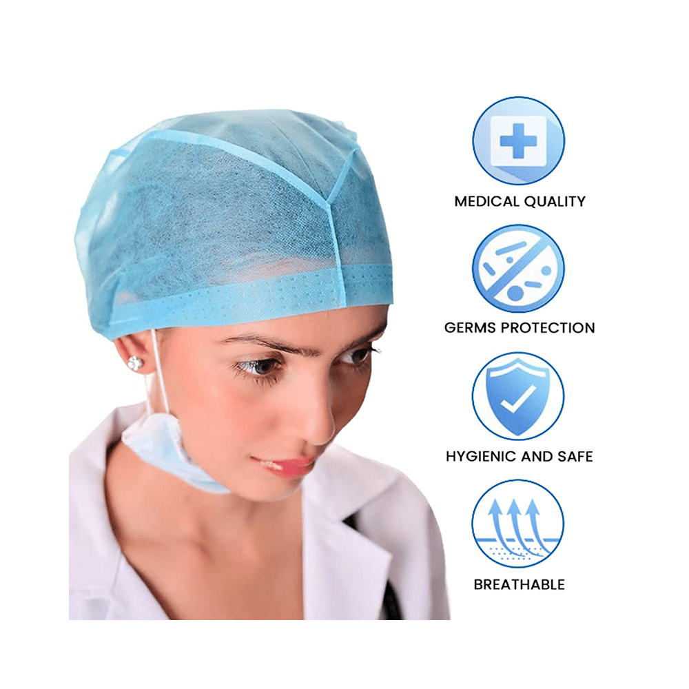 C Cure Disposable Surgeon Cap (100 Each) Blue - Image 4