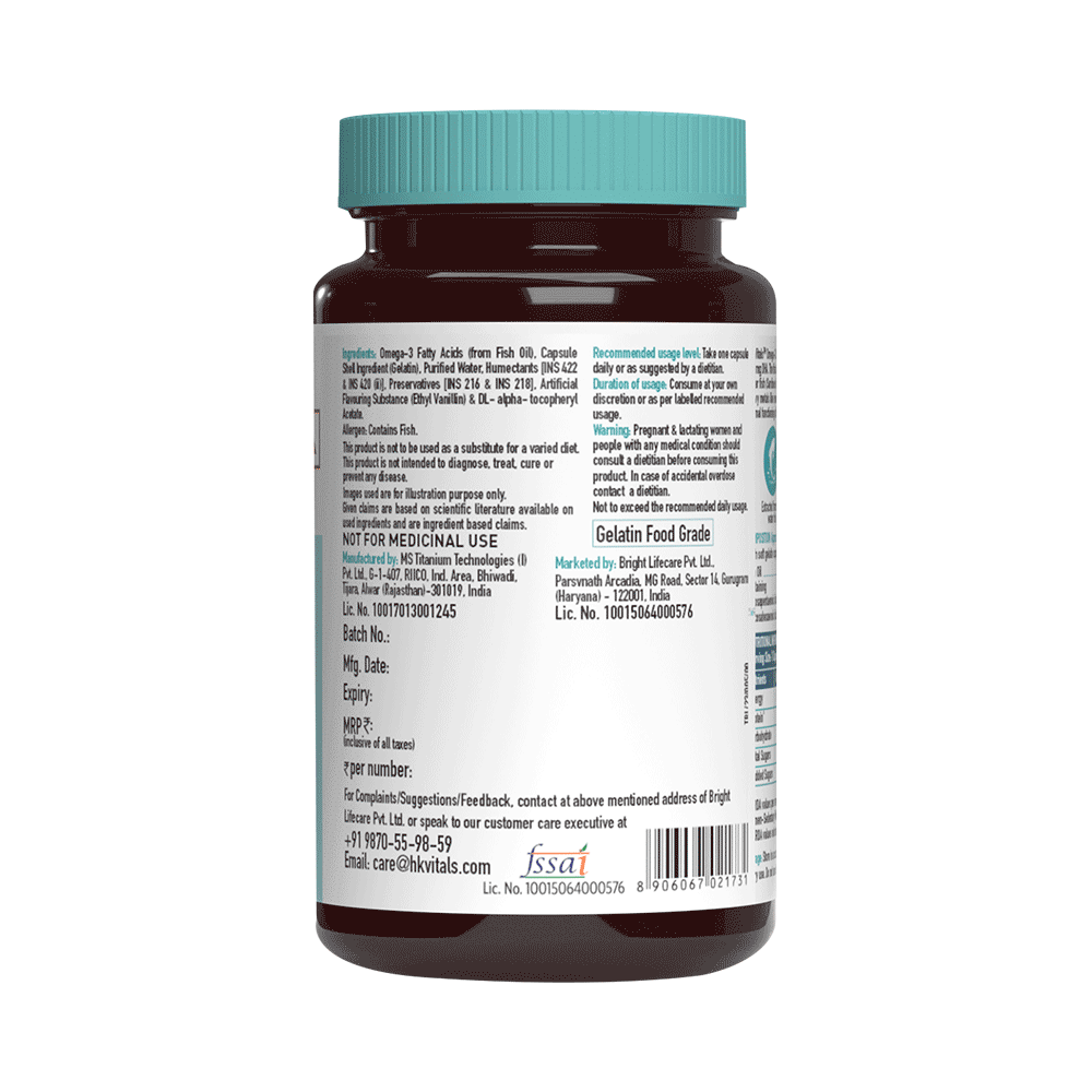 Healthkart HK Vitals Omega 3 Fatty Acids with DHA & EPA | For Heart, Joint & Brain Health | Soft Gelatin Capsule | Nutrition Care Soft Gelatin Capsule - Image 2