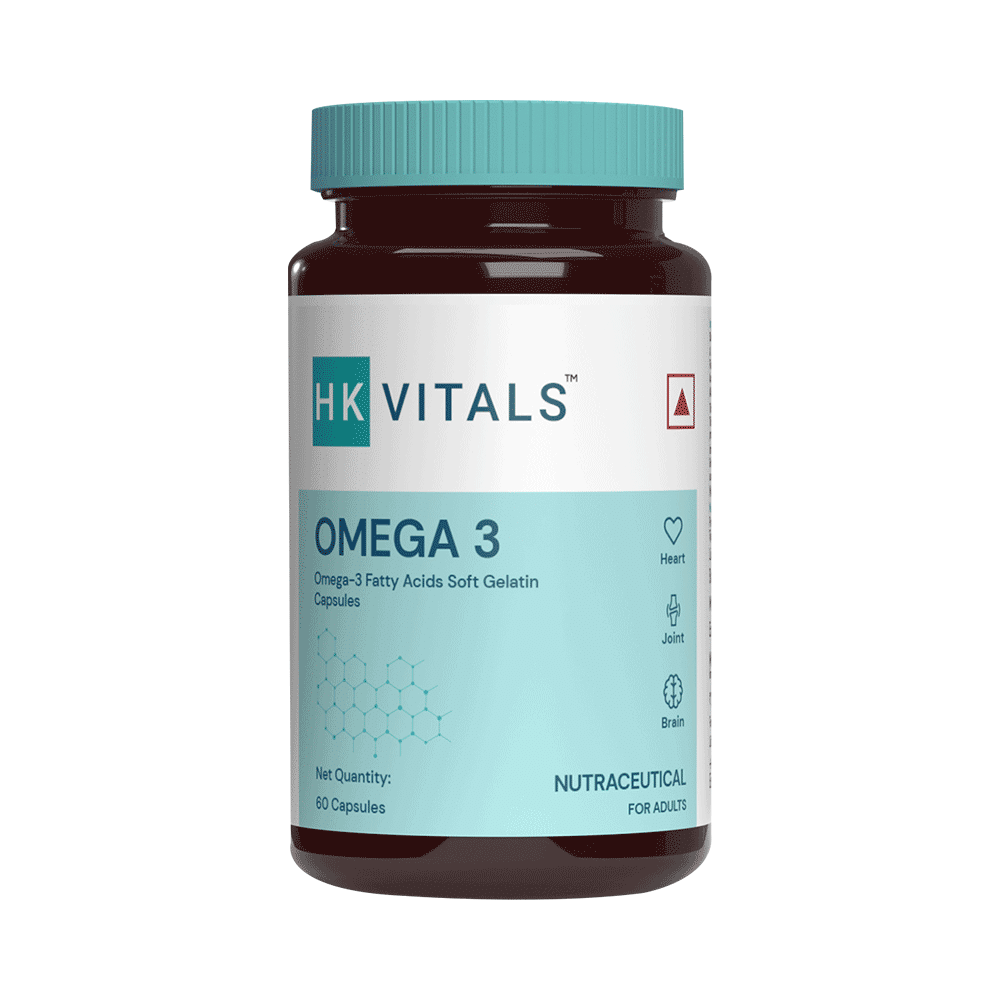 Healthkart HK Vitals Omega 3 Fatty Acids with DHA & EPA | For Heart, Joint & Brain Health | Soft Gelatin Capsule | Nutrition Care Soft Gelatin Capsule - Image 1