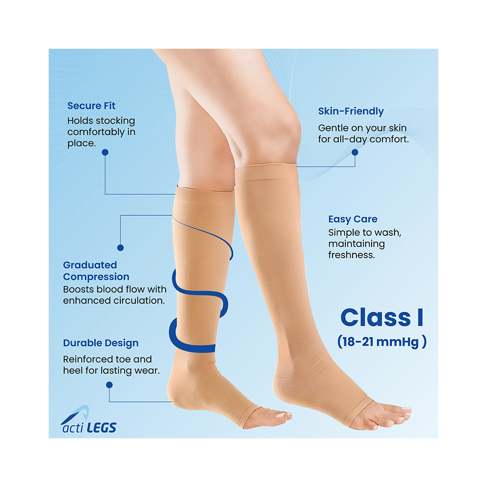 actiLEGS Class I Medical Compression Stocking Open Toe Skin Colour XXL Knee Length - Image 2