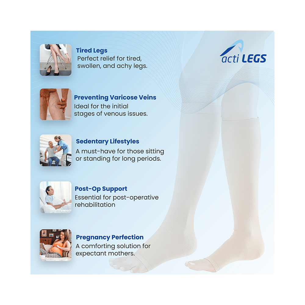 actiLEGS Class I Medical Compression Stocking Open Toe Skin Colour XXL Knee Length - Image 4