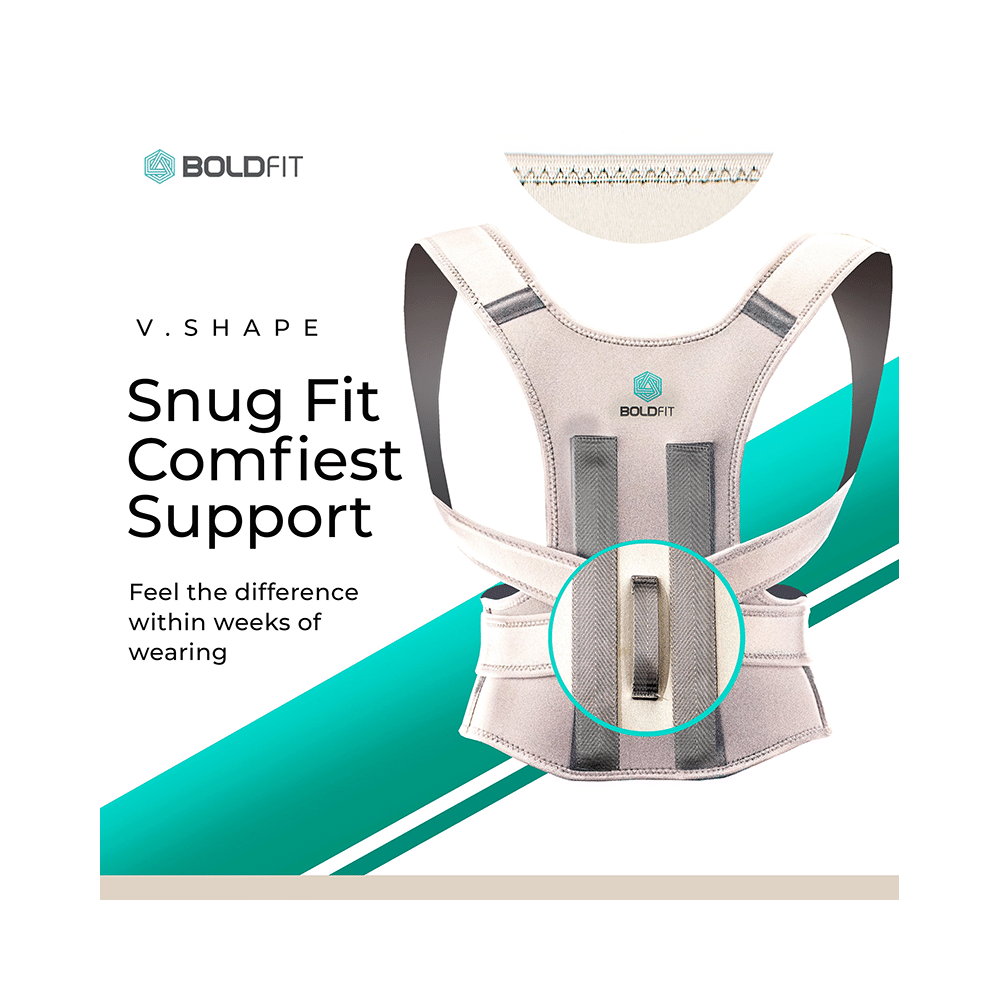 Boldfit Premium Adjustable Upper Back Straightener Posture Corrector for Men & Women Small - Image 7