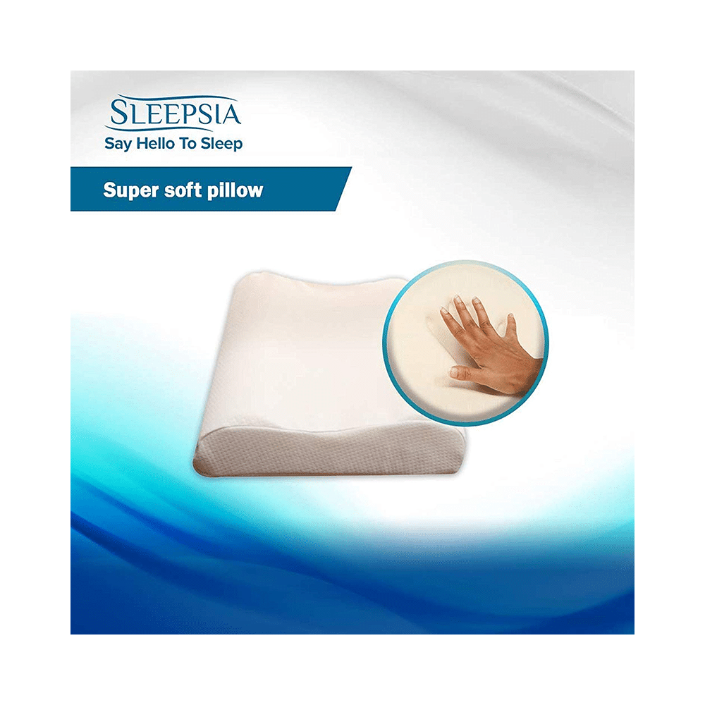 Sleepsia Super Soft Memory Foam Contour Cervical Orthopedic Shape Pillow White - Image 3