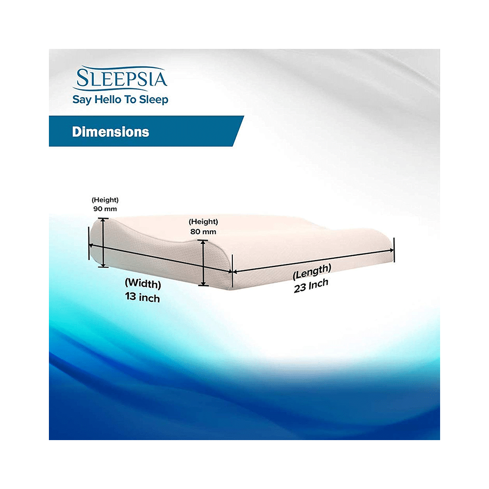 Sleepsia Super Soft Memory Foam Contour Cervical Orthopedic Shape Pillow White - Image 2