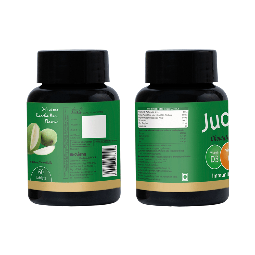 Jucee 500mg Chewable Tablet (60 Each) Delicious Kaccha Aam - Image 3