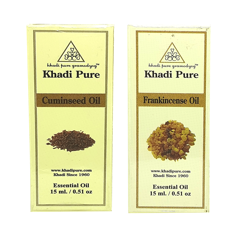 Khadi Pure Combo Pack of Cuminseed Oil & Frankincense Oil (15ml Each) - Image 1