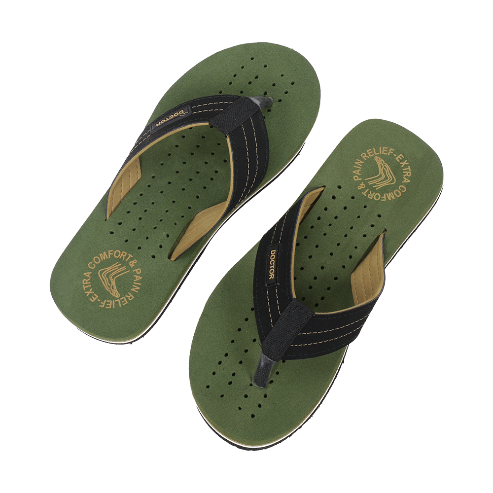 Doctor Extra Soft D28 Orthopaedic and Diabetic Super Fit Comfort Doctor Slipper, Flip-Flop, Cushion, Slides and House Slipper for Men Olive/Beige 7 - Image 3