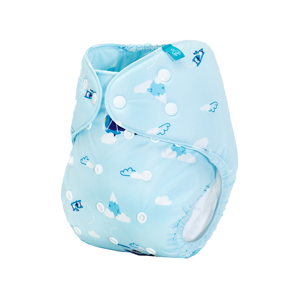 Bumberry Adjustable Reusable Cloth Diaper Cover With 1 Wet Free Insert Helicopter - Image 2