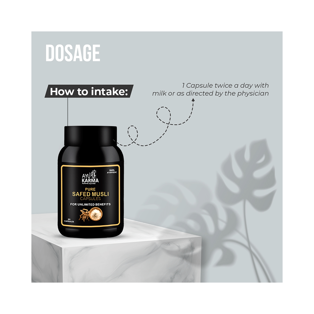 Ayukarma Pure Safed Musli Capsule (60 Each) - Image 5
