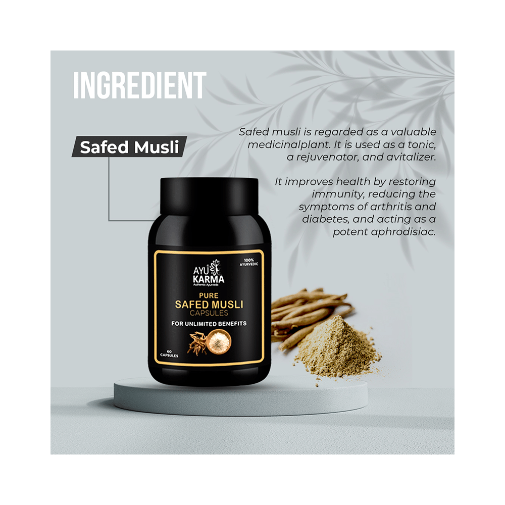 Ayukarma Pure Safed Musli Capsule (60 Each) - Image 3