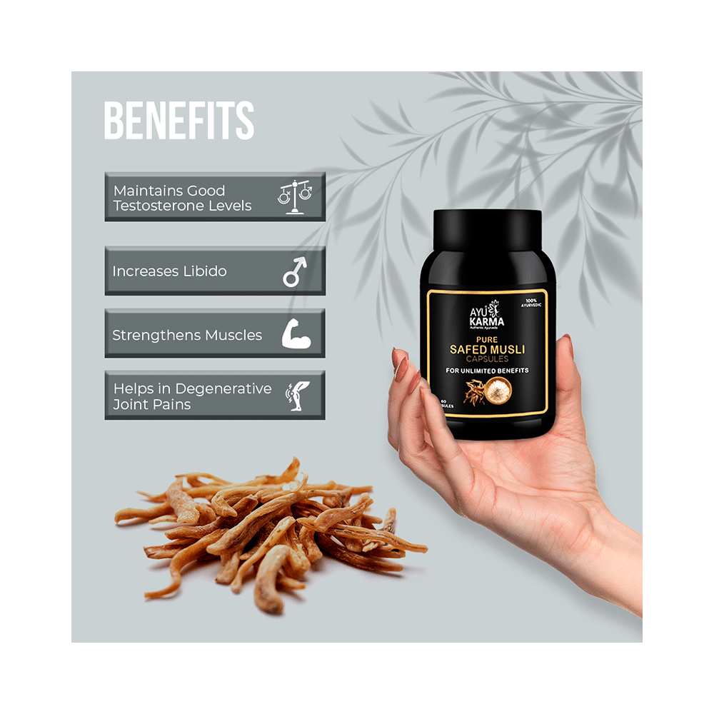 Ayukarma Pure Safed Musli Capsule (60 Each) - Image 4