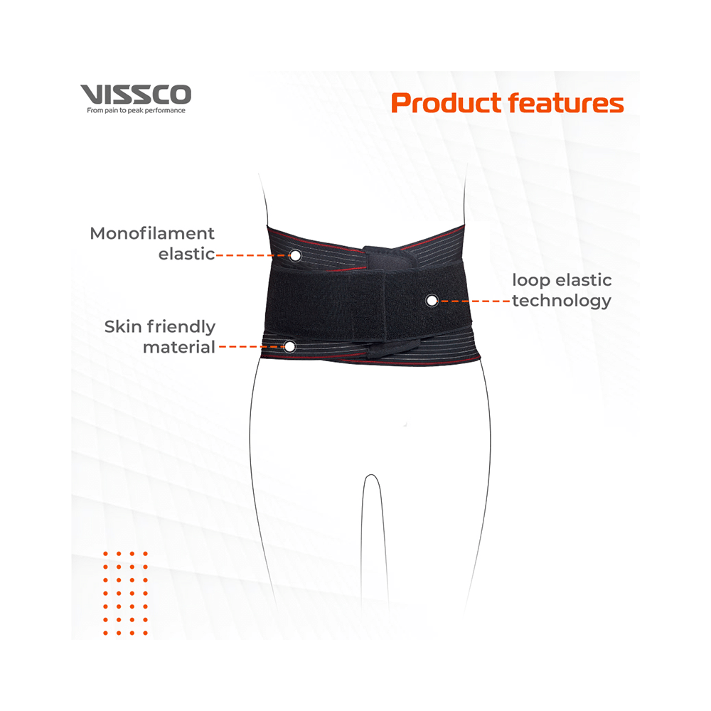 Vissco Lumboset Advance Belt, Back Support for Back Pain Relief, Posture Correction Medium Black - Image 3