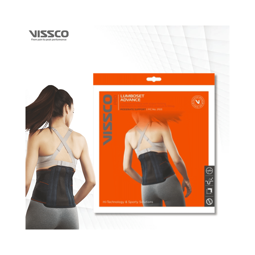 Vissco Lumboset Advance Belt, Back Support for Back Pain Relief, Posture Correction Medium Black - Image 6