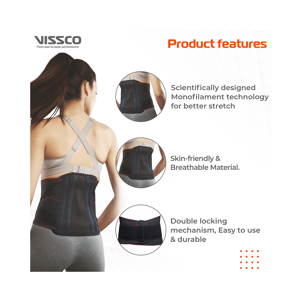 Vissco Lumboset Advance Belt, Back Support for Back Pain Relief, Posture Correction Medium Black - Image 4