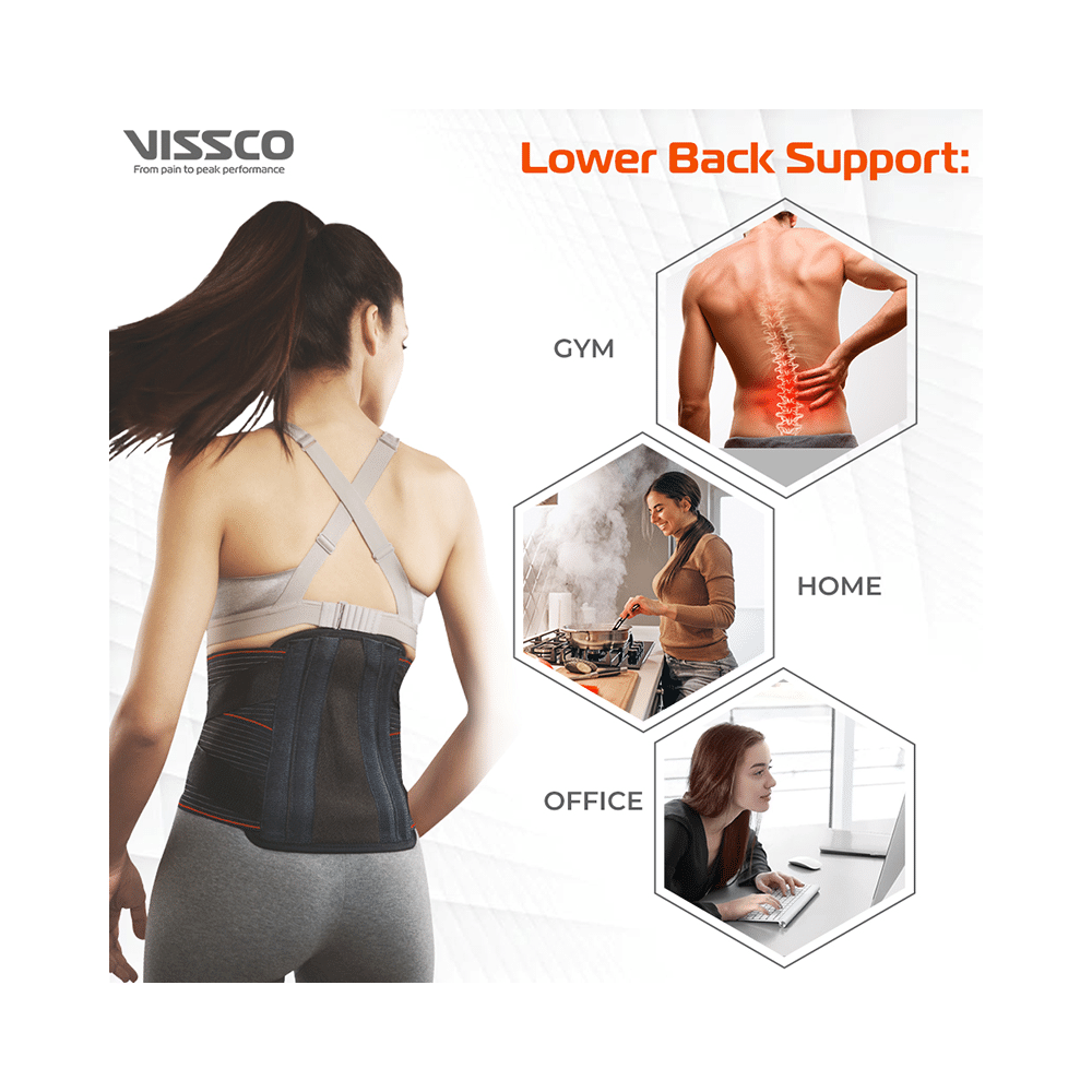 Vissco Lumboset Advance Belt, Back Support for Back Pain Relief, Posture Correction Medium Black - Image 5