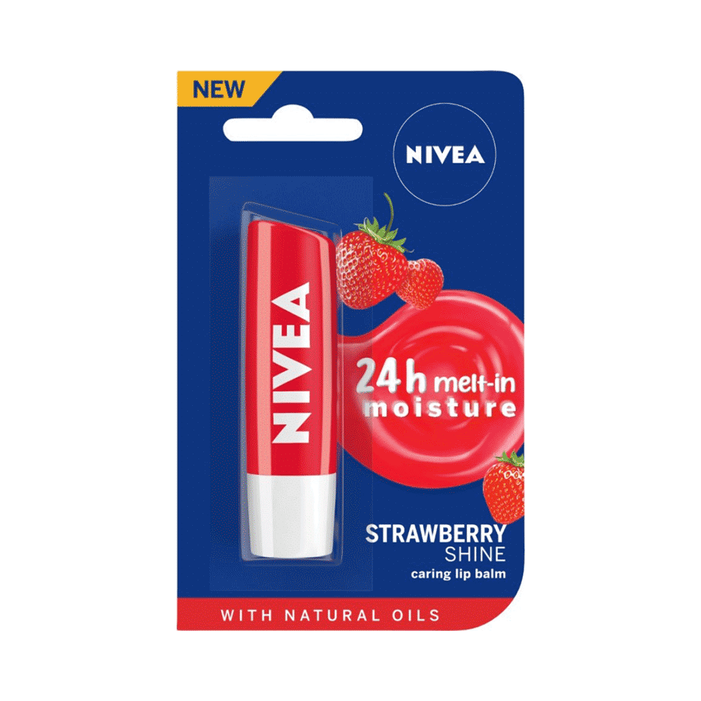 Nivea Lip Balm with Natural Oils | Strawberry Shine - Image 1